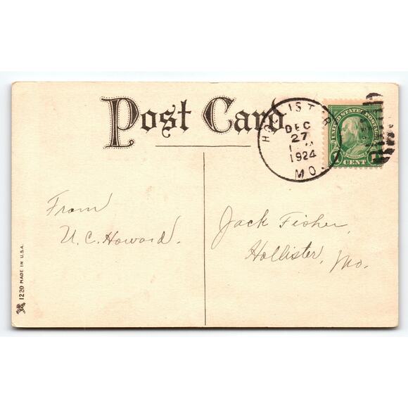 Vintage 1924 Christmas Postcard Nativity Scene With Hearty Greetings - Picture 2 of 2